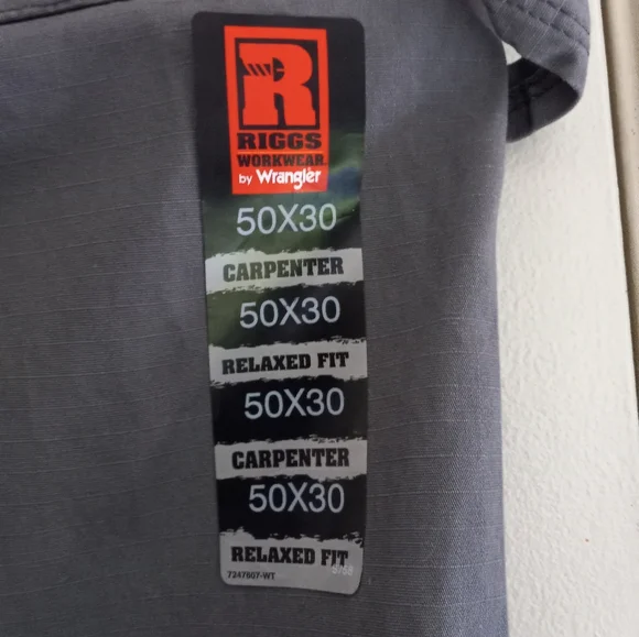 Wrangler Riggs Ripstop Workwear Carpenter Pants 50x30 Gray NWT - Picture 9 of 13